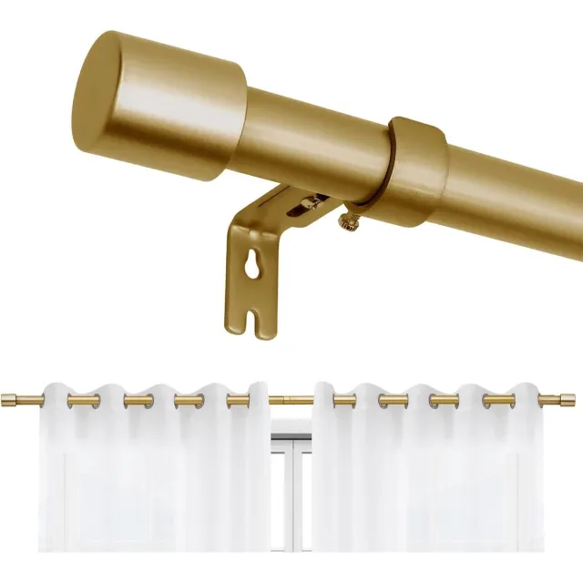 JGS Premium - Verstelbare gordijnroede set voor woon- en slaapkamer - Goud - 76 cm tot 304 cm - Aluminium eindkap - Doucheruimte versiering Any