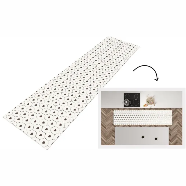 KitchenYeah Keukenloper - Loper keuken - Hart - Design - Geometrie - Patroon - Keukenloper vinyl multicolor