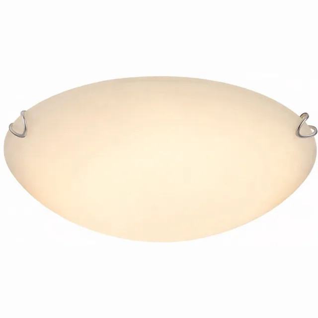 Globo Plafondlamp glas woonkamer plafondlamp wit, metaal gesatineerd, 1x LED 16W 930Lm warm wit, DxH 30x7 cm