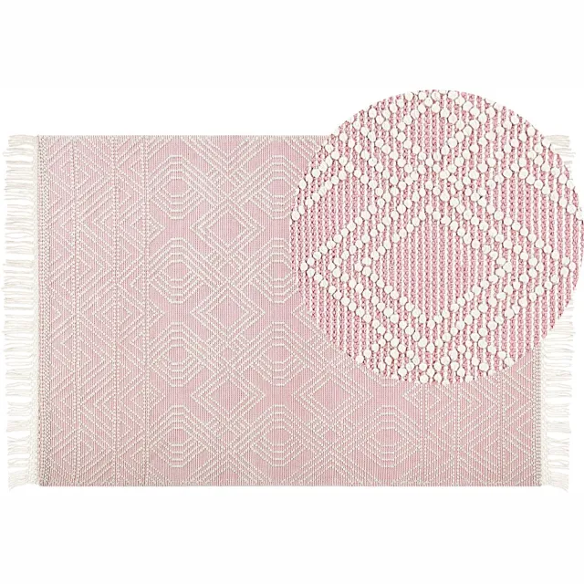 Beliani ADANA - Modern vloerkleed - Pastelroze - 160 x 230 cm - Wol
