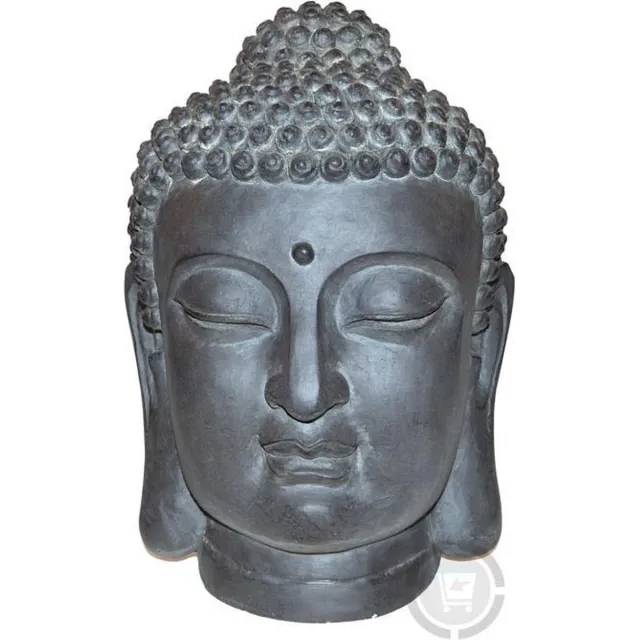 Stone Lite Boeddha hoofd - Boeddhahoofd voor binnen en buiten 42cm Zwart