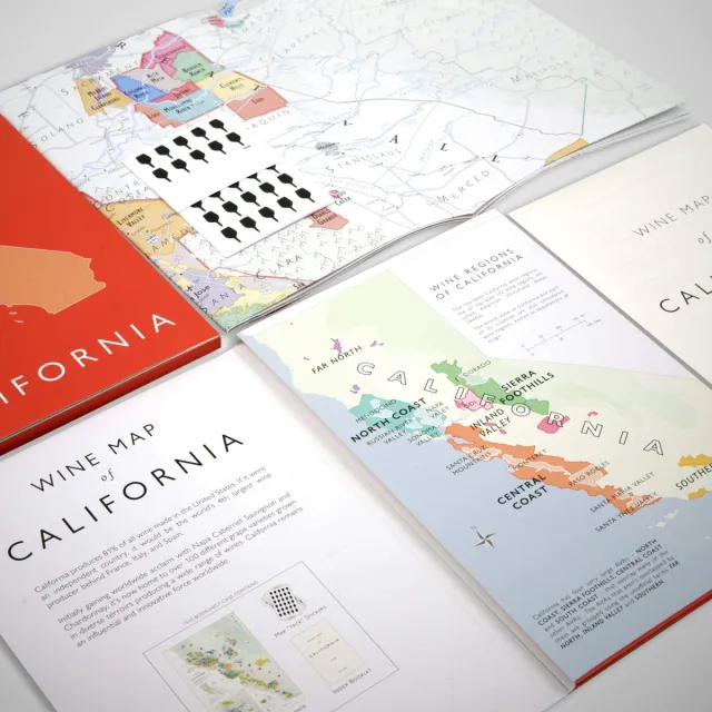 De Long Wines Vouwbare wijnkaart - Wijnland - Poster - Verenigde Staten - Californië multi