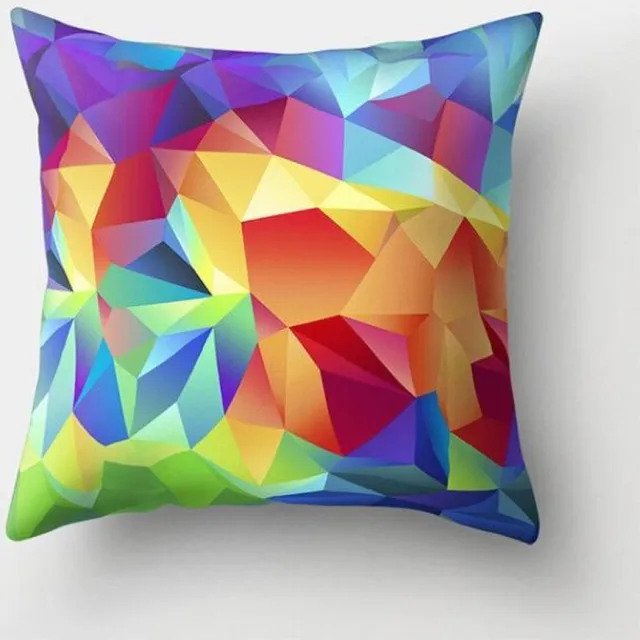 MFFL Kussenhoes Multi color 3-D met diamantfacet print. (500294) PaarsGeelOranjegeelGroenBlauw
