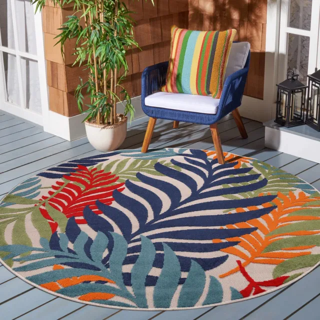 Muratap Floral Outdoor - Buitenkleed Tuin - Rond - Weerbestendig Vloerkleed - Multi