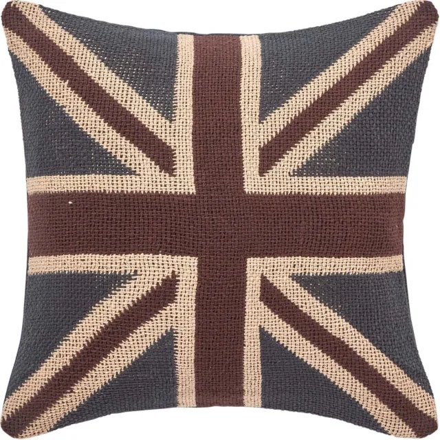 Homescapes Jacquard Union Jack Kussenhoes 45 x 45 cm donkerblauw, roestrood, crème