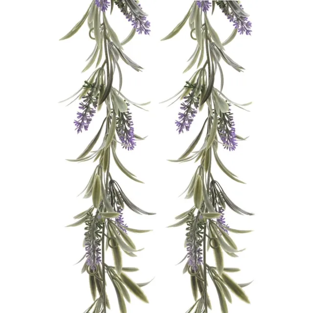 Decoris Lichtpaarse lavendel kunsttak - 2x - kunstplanten - slinger - 80 cm- Kunstplanten/kunsttakken