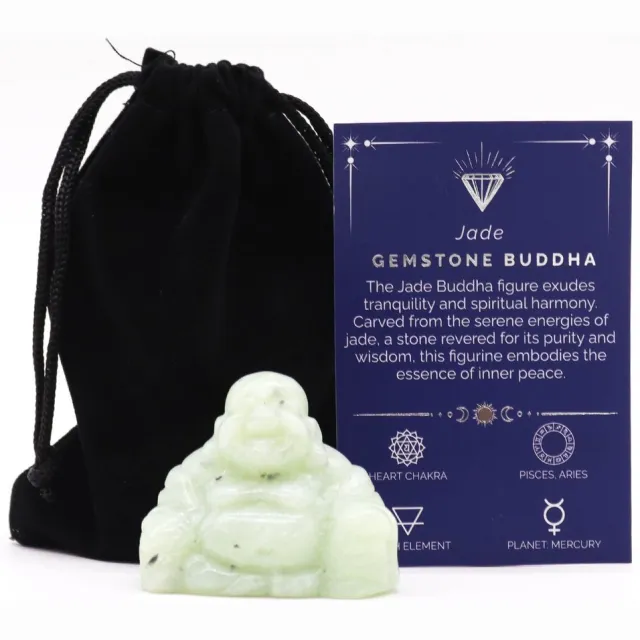 Ancient Wisdom Edelsteen - Grote Boeddha jade 50x40x20mm - beeldje - decoratie - geschenk - spiritualiteit - kunst