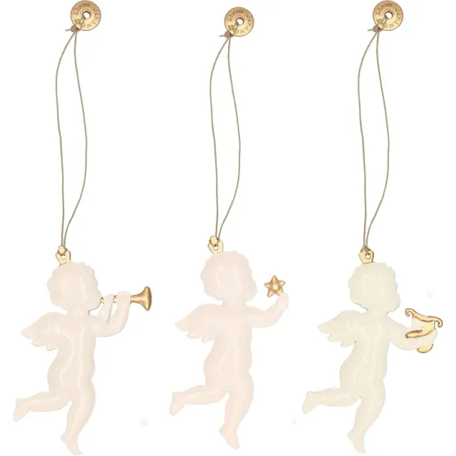 springos Kerstversiering | Kerstdecoratie voor binnen | Kersthanger | Kerstengel | 7,5 cm | 3 stuks Wit