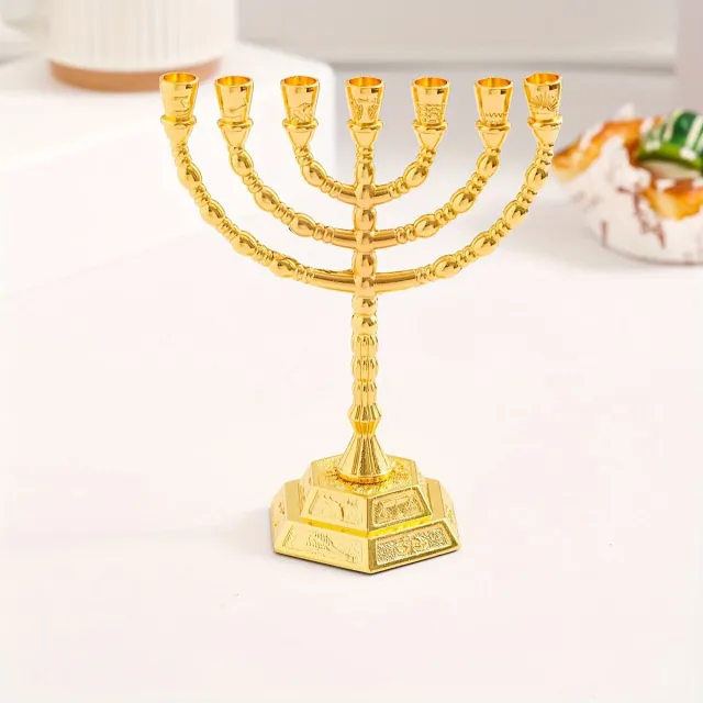 VANDAAG VERZONDEN Menorah - 15cm - 7 Armige Kandelaar - Decoratie - Christelijk - Jezus - JHWH - Israel Goud - 15cm