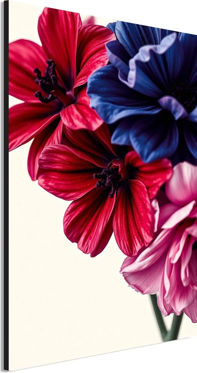 De Online Drukwinkel Wanddecoratie Metaal - Aluminium Schilderij Fluweelzachte Bloemexpressie - 120 x 80 cm - Bloemen - Muurdecoratie woonkamer en slaapkamer - Inclusief ophangsysteem - Modern - Modern - Displate alternatief Bordeauxrood