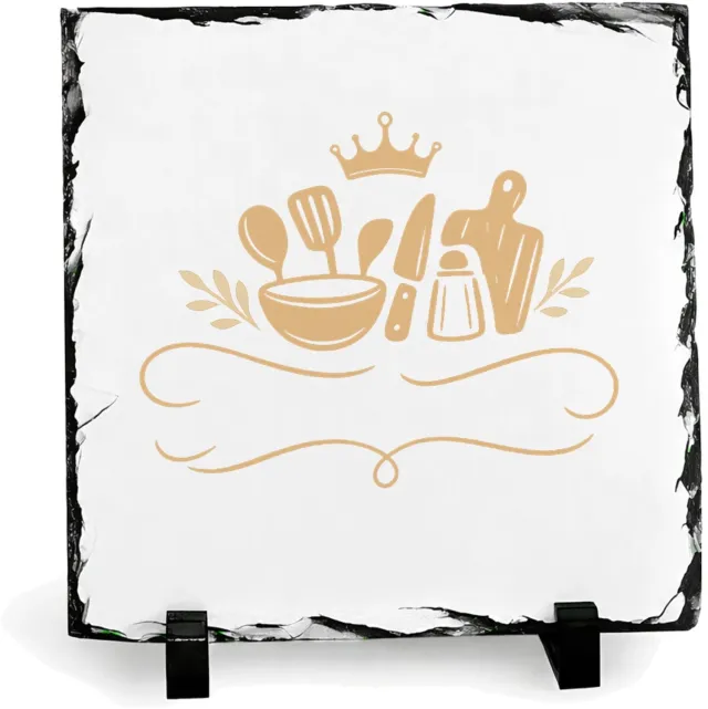 Mr Cadeautjes Leisteen vierkant 19,5 x 19,5 - design Een elegante, humoristische keukenprint met een zelfverzeker | cadeau Wit
