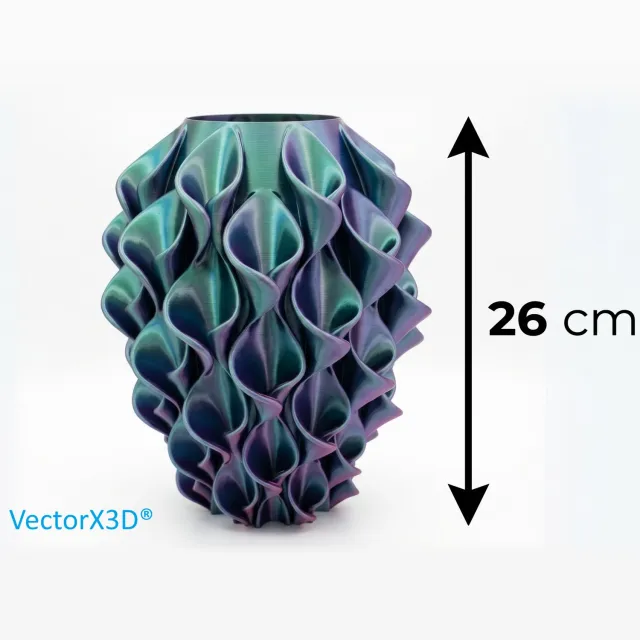 VectorX3D Lé Vase Multiverse - Koper, Paars & Groen Metallic - 26 cm - 100% Waterdicht - Organische Design Vaas