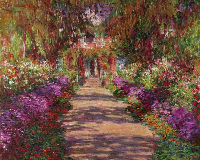 IXXI A Pathway in Monet's Garden, Claude Monet & Bridgeman Images - 100 x 80 cm - Grote wanddecoratie en posters - Kleurrijk, Klassiek, Botanisch