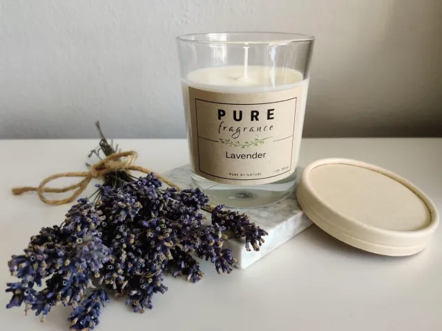 Pure Fragrance Geurkaars in glas - Lavendel wit