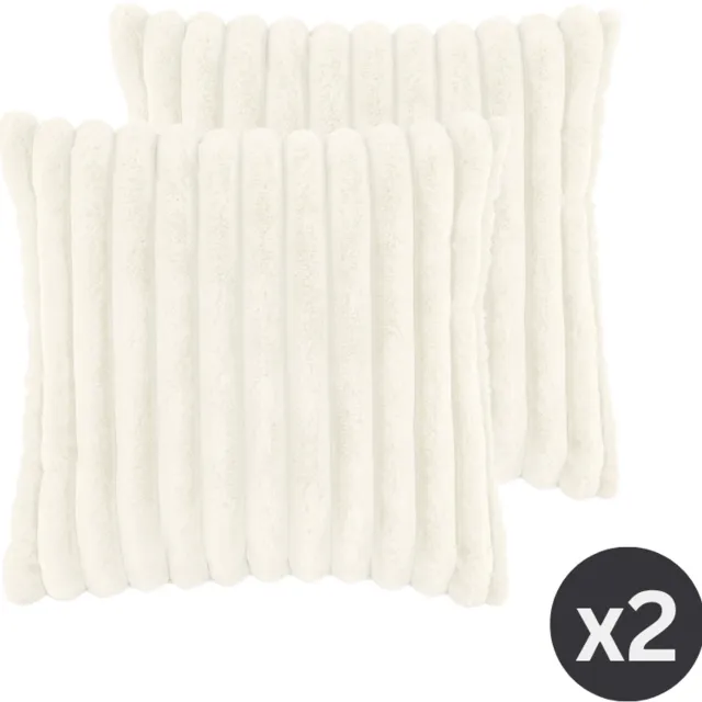Tiseco HOME STUDIO - Kussen (gevuld) - RABBIT STRIPE FUR - 45x45 cm - 100% polyester - Ivoor