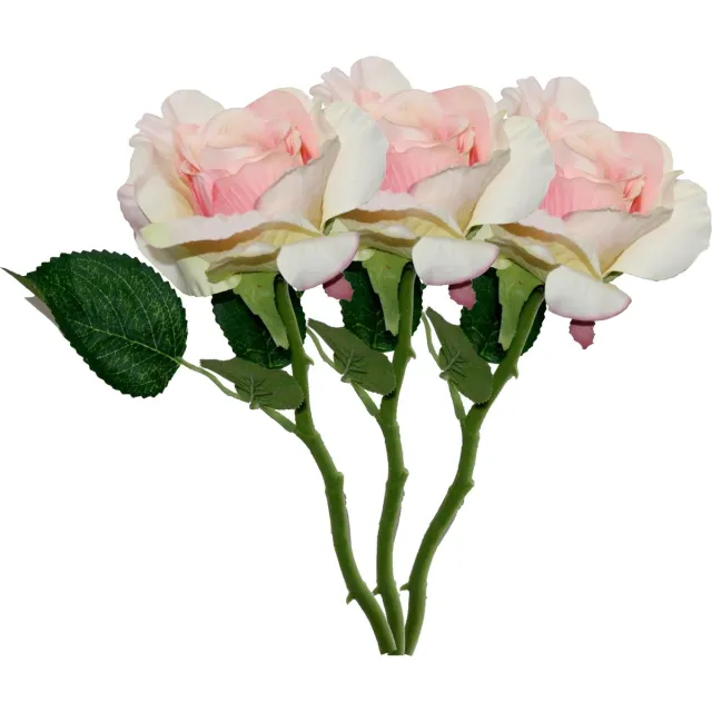 Mica Decorations Kunstbloem roos Emy - 3x - roze - 31 cm - kunststof - decoratie bloemen