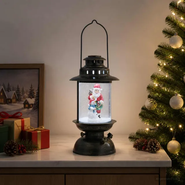vidaXL Kerstlantaarn ESPOO Koel wit Ø 21 x 40,5 cm Zwart