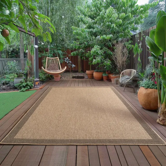 Muratap Timber Solid Buitenkleed – Indoor & Outdoor, Jute-Look Vloerkleed, Weerbestendig, Tuin, Balkonkleed - Beige