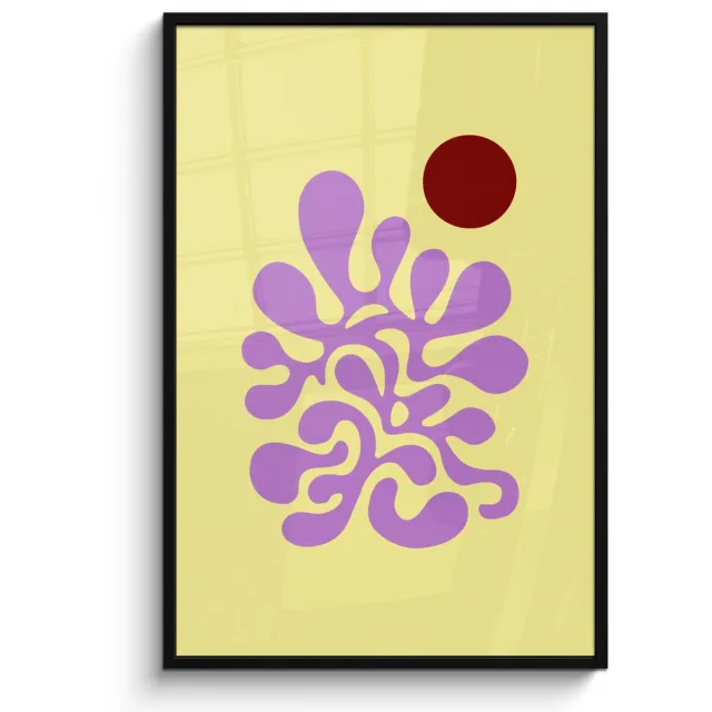 FrameYourWall Poster in lijst - Fotolijst 80x120 cm - Posters - Koraal - Cirkel - Abstract - Geel - Posterlijst zwart - Decoratie - Wanddecoratie woonkamer - Muurdecoratie slaapkamer