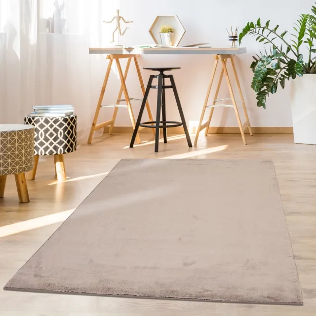 Muratap Paradise Soft Fluffy Hoogpolig Vloerkleed Taupe- 160 CM Ø
