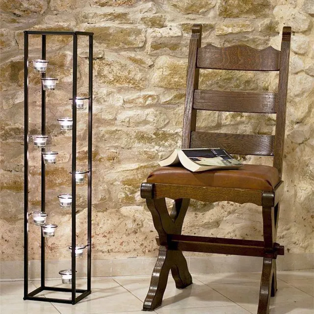 ‎DanDiBo Lichtzuil voor 12 theelichtjes - Zwart metaal - 100 cm