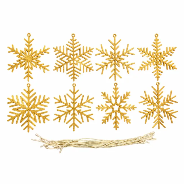 Ardran & Tookar Kerstversiering hangers - kerstboomversiering - kerstballen - sneeuwvlokje set goudkleurig 8 stuks