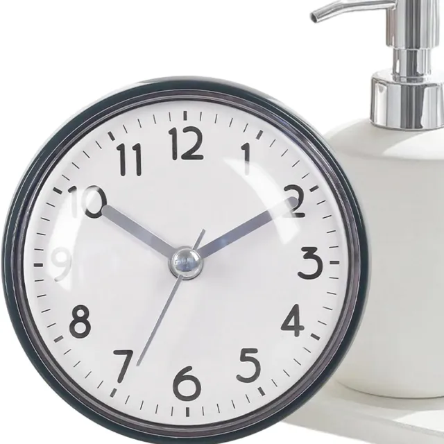 Klok Ynkkvre - Zuignap Badkamer Klok - Waterdichte Douche Klok met Extra Grote Cijfers - Sterke Zuigkracht voor Spiegels en Tegels - Batterij Gevoed - Ideaal voor Badkamer, Keuken en Kantoor - Groente