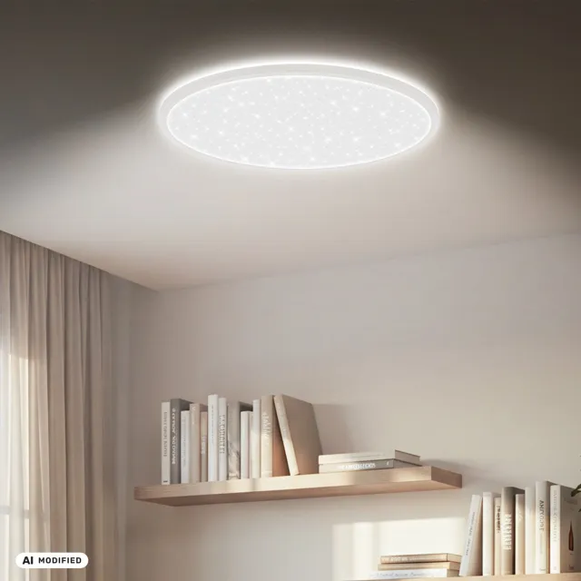 Briloner Slim - CCT Dimbaar Plafondlamp met sterreneffect - led paneel - met backlight - 2700K - 6500K warm wit licht - koel wit licht - Ø58cm