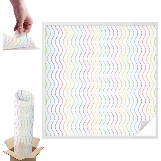 TULUP Raamfolie Anti inkijk - Regenbooglijnen Anti inkijk Raamfolie - 100x100 cm - Wit Raamfolie Tegen inkijk - Zelfklevende Anti inkijk Folie Glas in Lood - Voor de hal, slaapkamer, kledingkast - Zonwerende Raamfolie Glas in Lood Wit - Regenbooglijnen