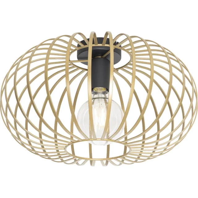 QAZQA johanna - Design Dimbare LED Smart Plafondlamp incl. wifi met Dimmer - 1 lichts - Ø 39 cm - Goud - Woonkamer | Slaapkamer | Keuken Goud Smart LED