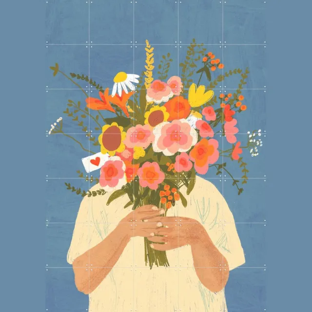 IXXI With love, Gigi Rosado - 100 x 140 cm - Grote wanddecoratie en posters - Kleurrijk, Illustraties, Speels, Grafisch Ontwerp, Slaapkamer Roze