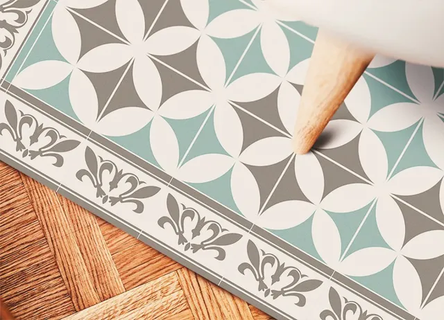 TULUP Vinyl Tapijt - Portugese tegels Binnen Tapijt - 80 x 120 cm - Wit Binnen Tapijt - Vloerkleed Op Vinyl - Vinylmat - Haltapijt - Kantoortapijt Wit Portugese Tegels
