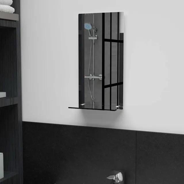 vidaXL Wandspiegel met schap 20x40 cm gehard glas Zilver