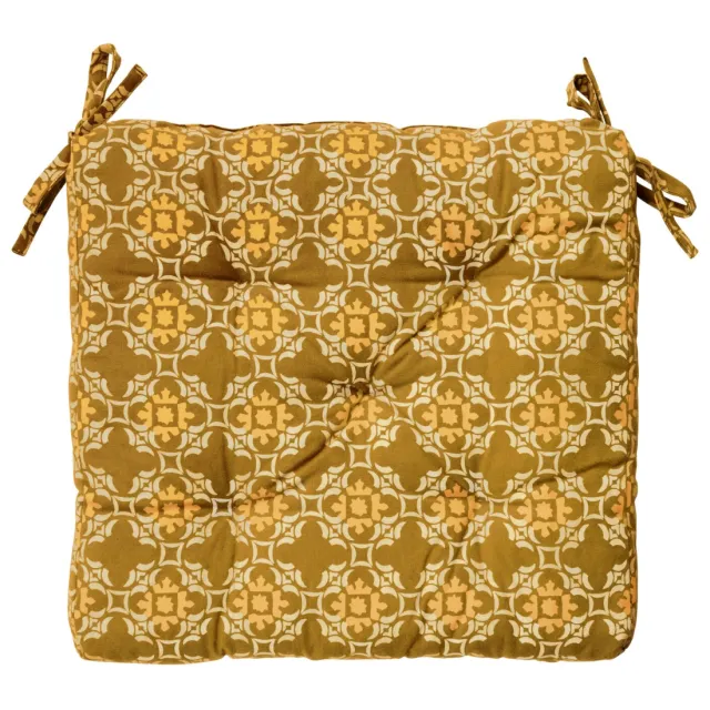 Madam Stoltz vierkante grafische stoelkussen 45x45 cm - beige/oranje/karamel beige/oranje/caramel