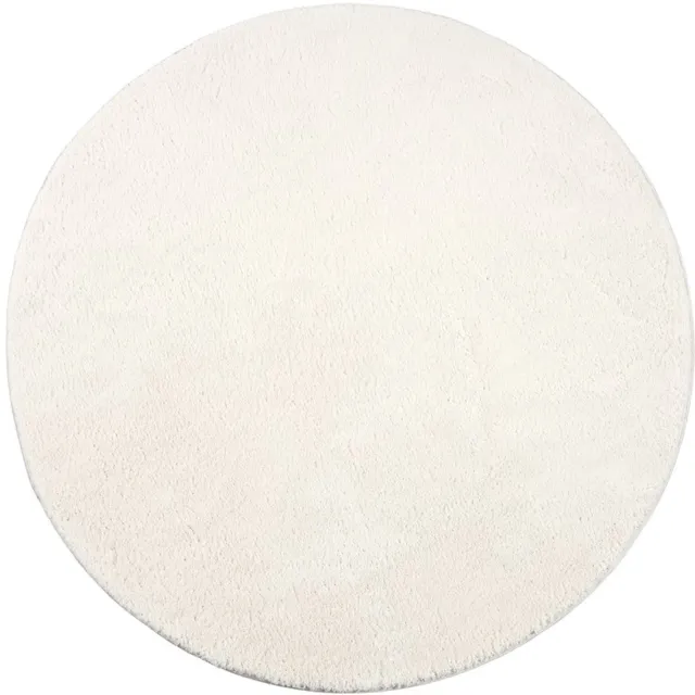 TapisTrend Harig tapijt Crème 200 cm rond Effen, wasbaar, antislip vloerkleed met een zachte pool van 19 mm voor de woonkamer, slaapkamer en eetkamer Beige