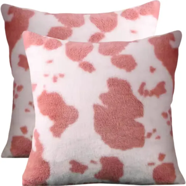 LiveOnce® Sierkussenhoes Roze Wit 45x45 cm Set van 2 - Koe Print Landelijke uitstraling voor jouw interieur Dit zijn Woonkamer Kussenshoezen van LiveOnce