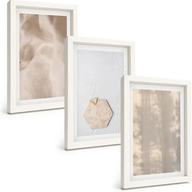 TULUP 3-Delige Schilderij Set - Subtiele texturen in een natuurlijke boho-stijl - 20x30 - Wanddecoratie - Woonkamer Decoratie - Interieur Decoratie Witte lijst