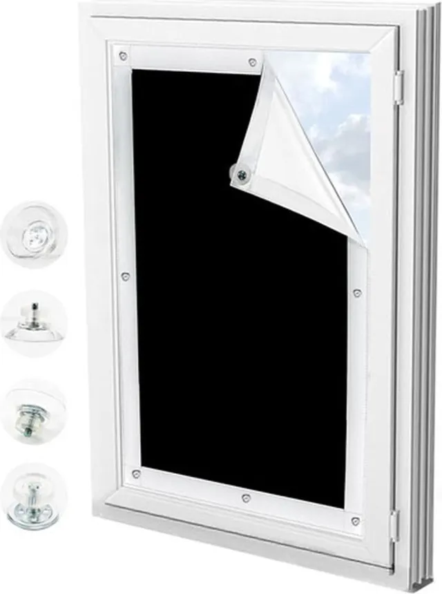CLORD Verduisterend rolgordijn zonder boren, met micro-zuignappen voor dakraam, zwart, 38 x 75 cm (C04), verpakking van 2 stuks