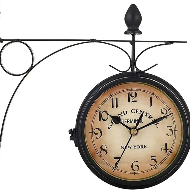 Velours Max Stationsklok - Dubbelzijdig - Vintage - Retro - Zwart - Klok - Wandklok - Stationsklok Binnen - Dubbelzijdige Klok - 33x29