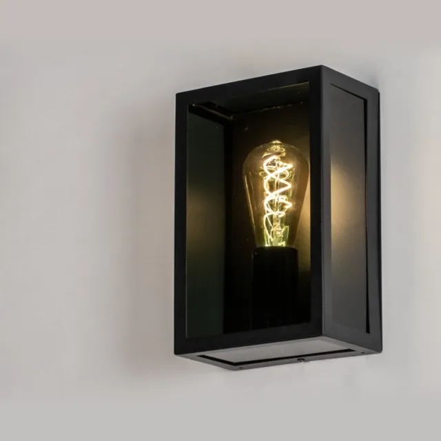 Lumidora Wandlamp 31032 - Voor buiten - MELBOURNE - E27 - 4.0 Watt - 300 Lumen - 2200 Kelvin - Zwart - Metaal - Buitenlamp - IP44 - Met Sensor