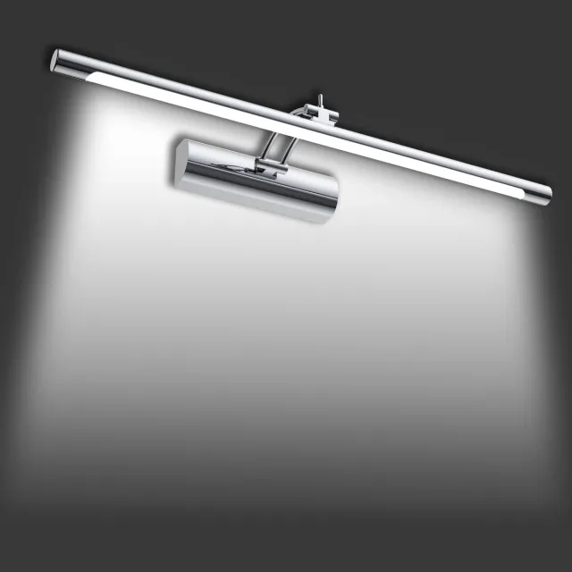 NAIZY Spiegellamp Badkamer met Schakelaar 55cm Brede Spiegelverlichting 15W Koel Witte LED Spiegelkastverlichting Waterdichte Wandlamp Kastverlichting Badkamerlamp J03, met 180° Rotatie Zilver