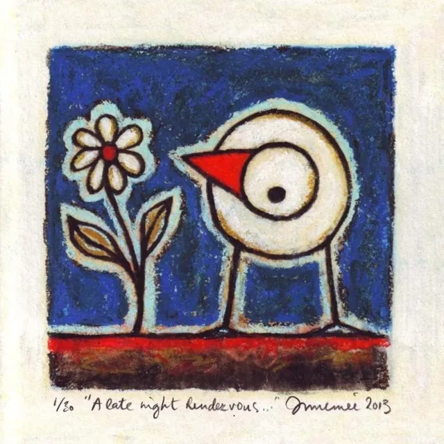 Hans Innemee Piezografie druk "A LATE NIGHT RENDEZVOUS" blauw