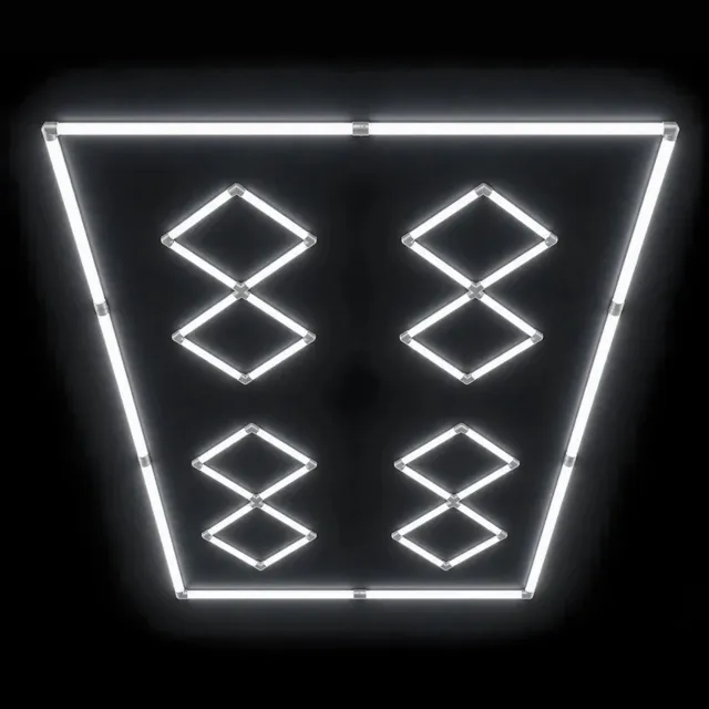Dita Hexagon Prism Duo LED Plafondverlichting - Wit Licht - Dubbel Geometrisch LED Design - Kapsalon Verlichting - Barbershop Verlichting - Garage Verlichting - Salon Verlichting - HLT12PC