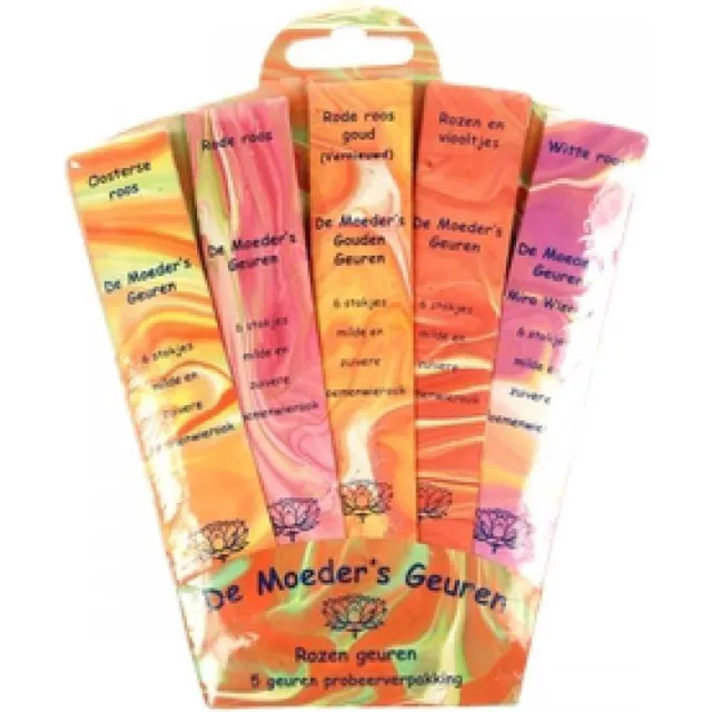 De Moeder's Geuren Wierook Rozen Paletje - De Moeders Geuren - Cadeauverpakking 30 korte stokjes multicolour