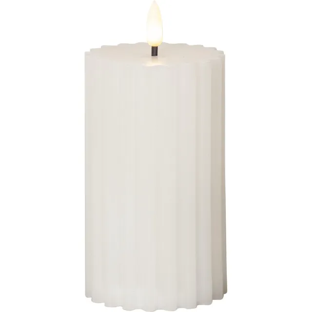 Star Trading LED-kaars van echte was 'Flame Stripe', flikkerend, wit, 15cm Groente