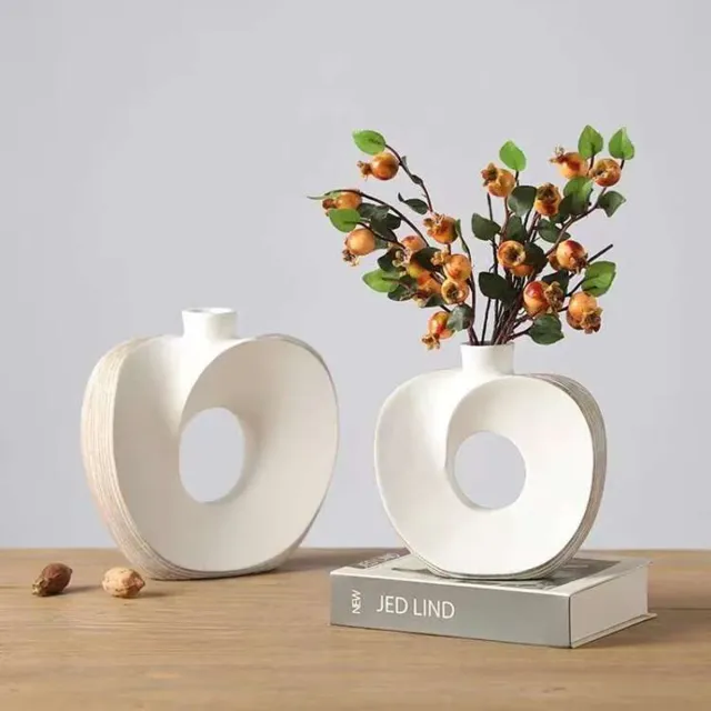 Elegance & Fleur Duo Curve- Vazen Set wit & creme