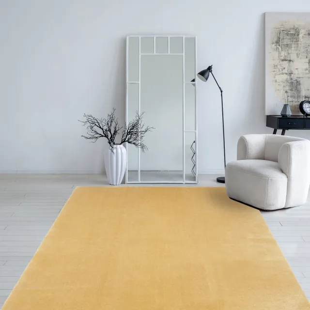 Mia´s Teppiche Mia’s Teppiche Taos – superzacht kortflor vloerkleed met antislip rug, wasbaar, goud, 60 x 110 cm
