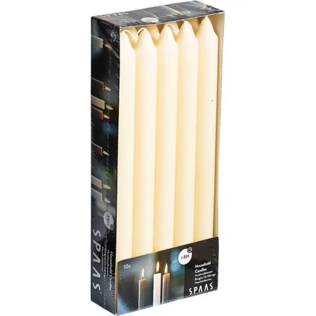 Spaas Dinerkaarsen ivoorwit - 50x stuks - 24 cm - 8 branduren - lange kaarsen - tafelkaarsen