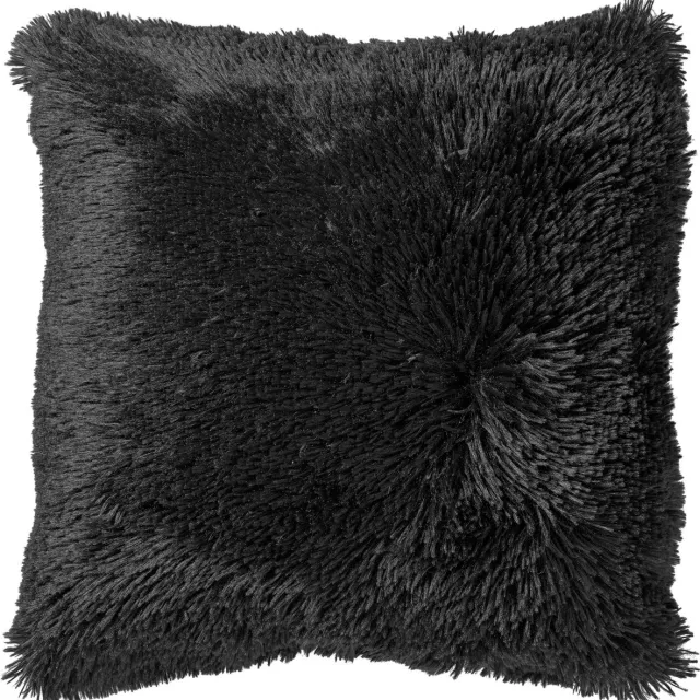 Dutch Decor FLUFFY - Sierkussen 45x45 cm - superzacht - effen kleur - Raven - zwart - Inclusief binnenkussen - Luxe kussens voor woonkamer & bank