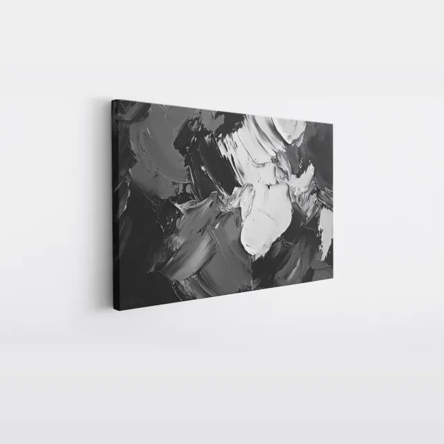 Saammp Canvas Schilderij - Zwart Grijs Vegen - Abstract - 70x50 - Foto op canvas - Wanddecoratie - Muurdecoratie Woonkamer - Slaapkamer decoratie - Canvas Print Multicolor
